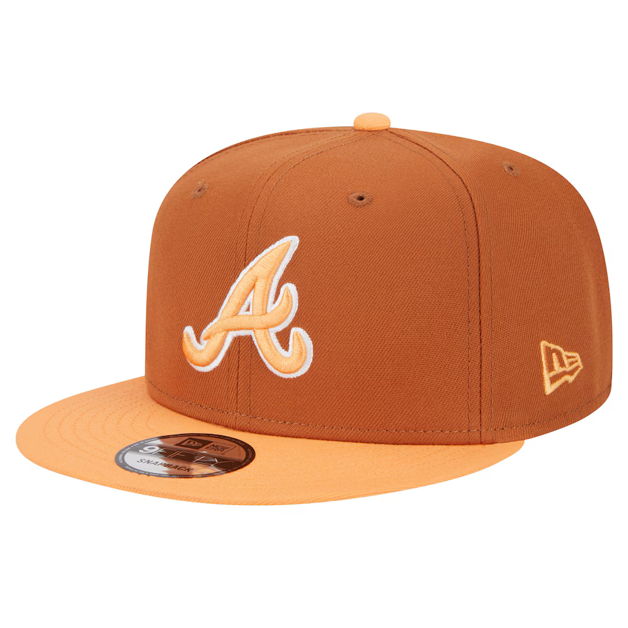 New Era Atlanta Braves Color Pack 2-Tone 9FIFTY Snapback Hat-Brown/Orange