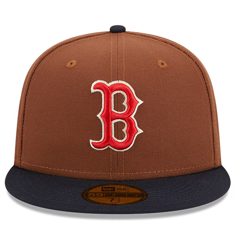 New Era Boston Red Sox Harvest 100th Side Patch 59fifty Fitted Hat-Brown
