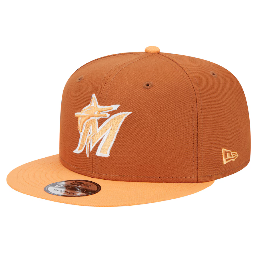 New Era Miami Marlins Color Pack 2-Tone 9FIFTY Snapback Hat-Brown/Orange