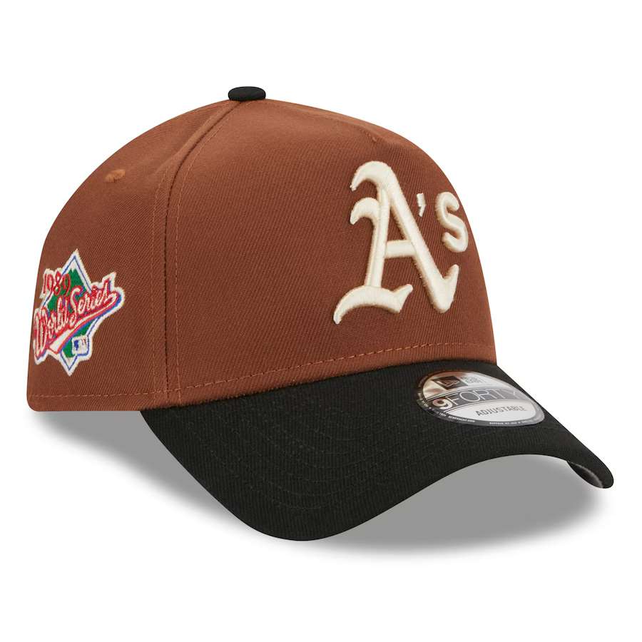 New Era Oakland A's Side Patch Harvest A Frame 9forty Adjustable Hat-Brown