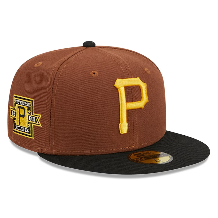 New Era Pittsburgh Pirates Harvest 1960 Side Patch 59fifty Fitted Hat-Brown