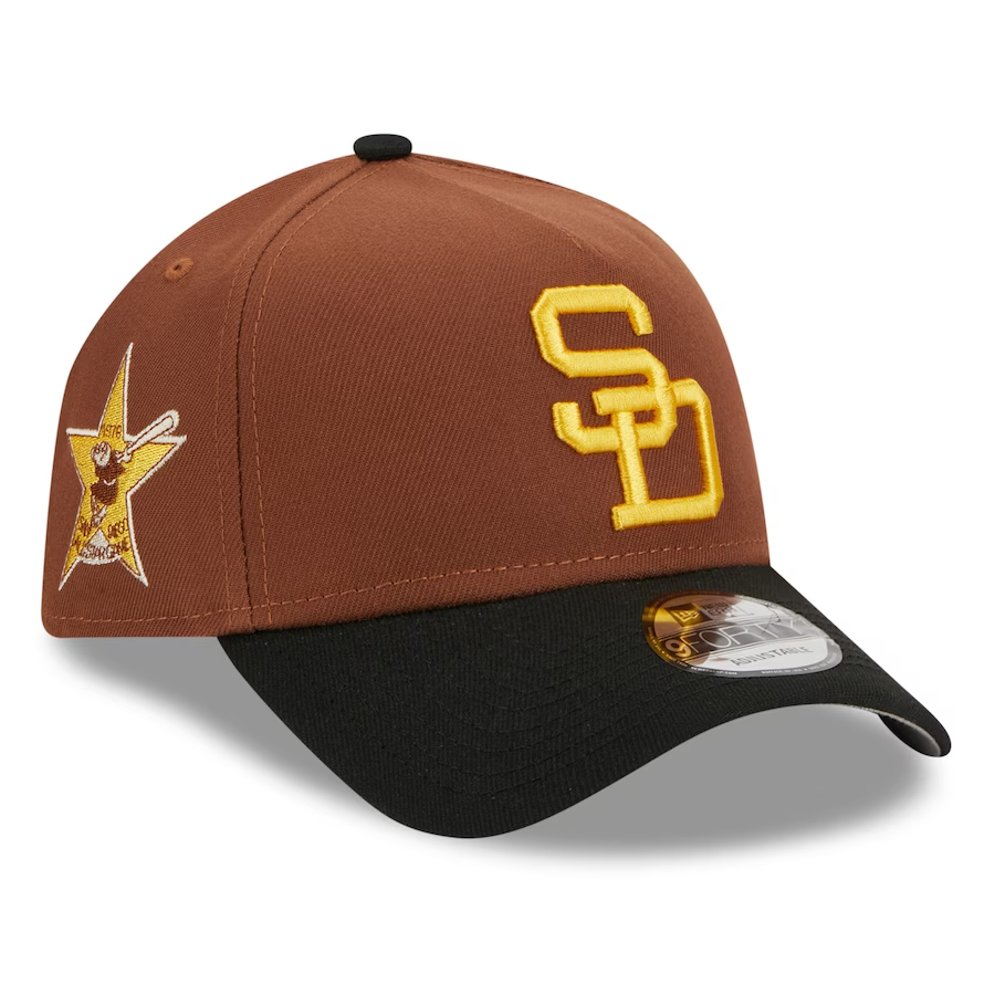 New Era San Diego Padres Side Patch Harvest A Frame 9forty Adjustable Hat-Brown