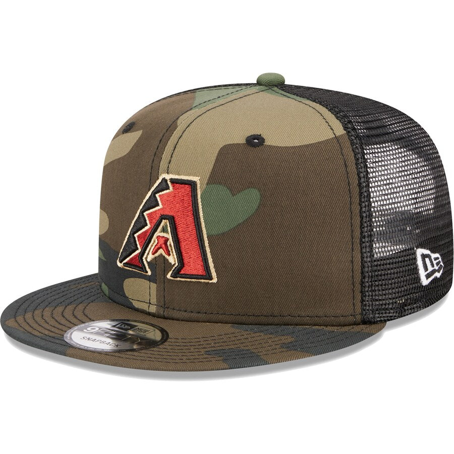 New Era Arizona Diamondbacks Woodland Camo 9FIFTY Trucker Snapback Hat-Camo
