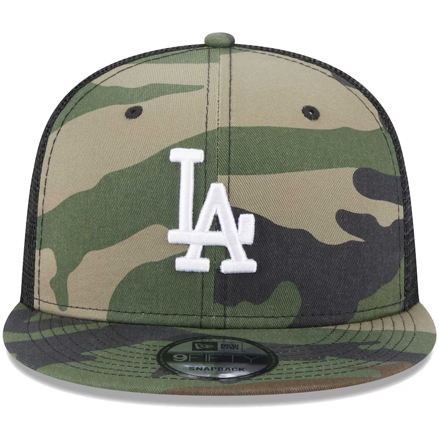 New Era Los Angeles Dodgers Woodland Trucker 9FIFTY Snapback Hat-Camo/Black
