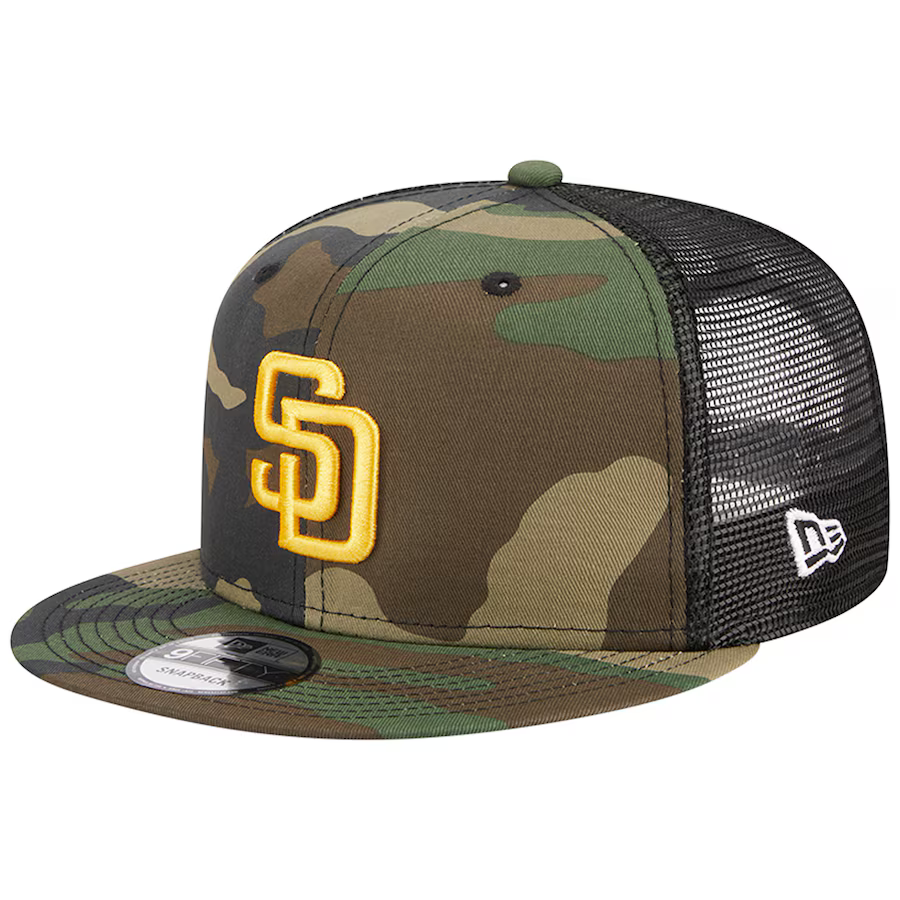 New Era San Diego Padres Woodland Camo Trucker 9FIFTY Snapback Hat-Camo