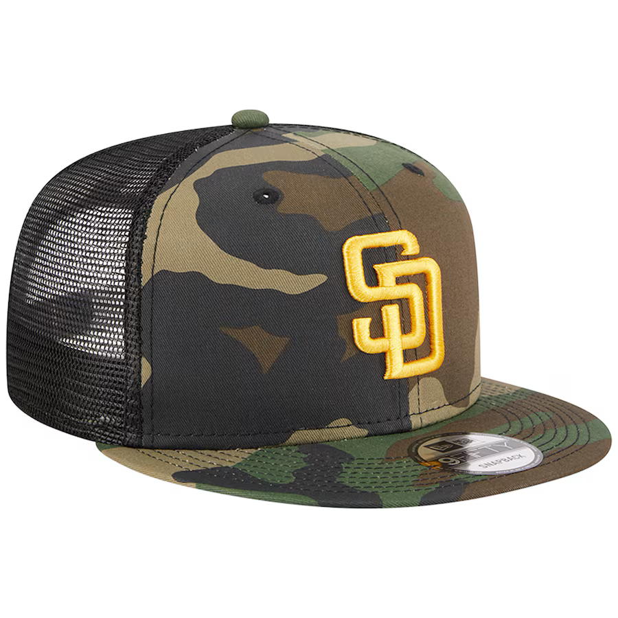 New Era San Diego Padres Woodland Camo Trucker 9FIFTY Snapback Hat-Camo