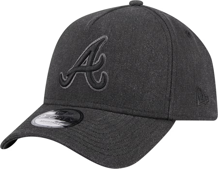 New Era Atlanta Braves Logo Essentials A Frame 9FORTY Adjustable Hat-Charcoal Black