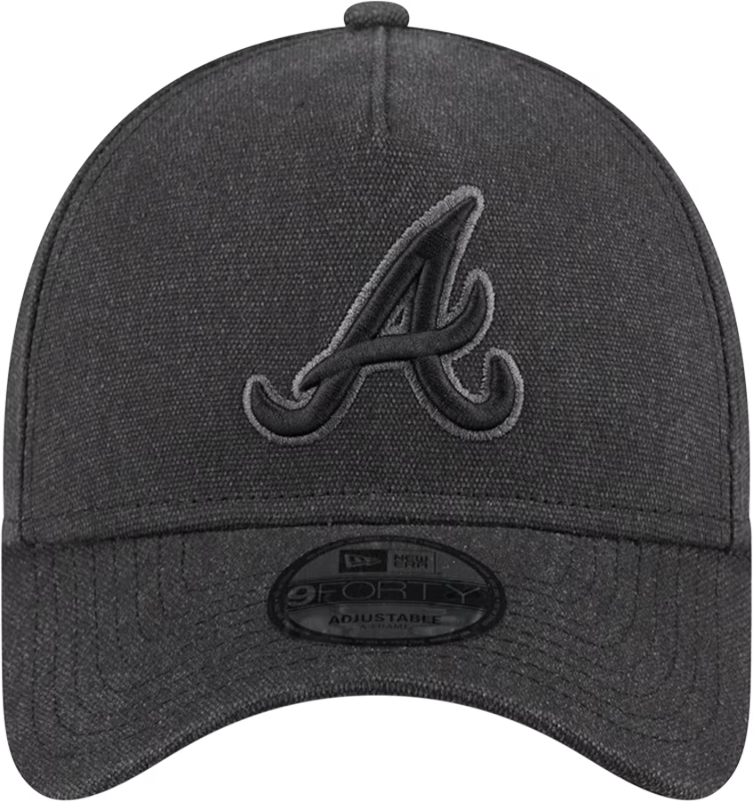 New Era Atlanta Braves Logo Essentials A Frame 9FORTY Adjustable Hat-Charcoal Black