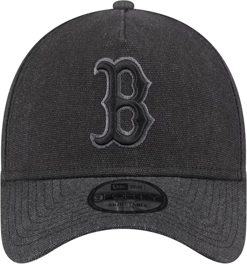 New Era Boston Red Sox Logo Essentials A Frame 9FORTY Adjustable Hat-Charcoal Black