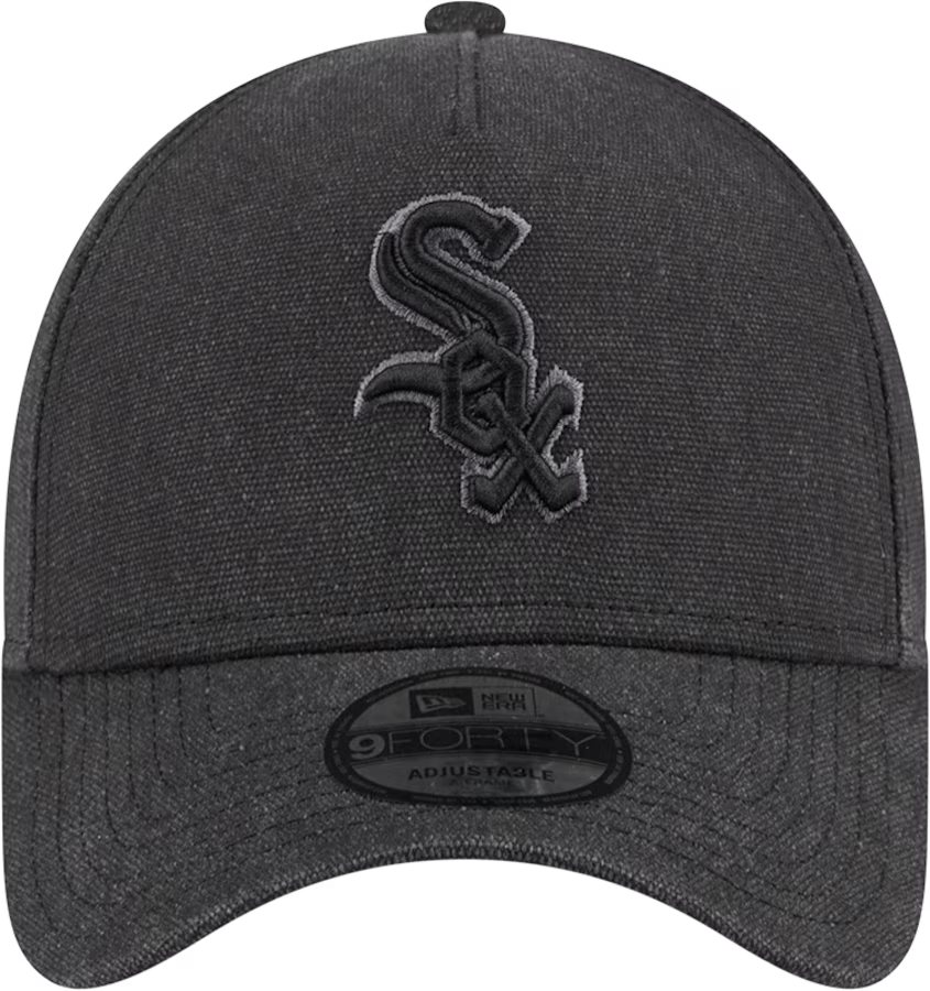 New Era Chicago White Sox Logo Essentials A Frame 9FORTY Adjustable Hat-Charcoal Black