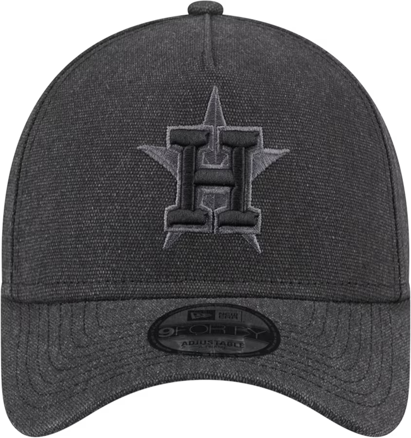 New Era Houston Astros Logo Essentials A Frame 9FORTY Adjustable Hat-Charcoal Black