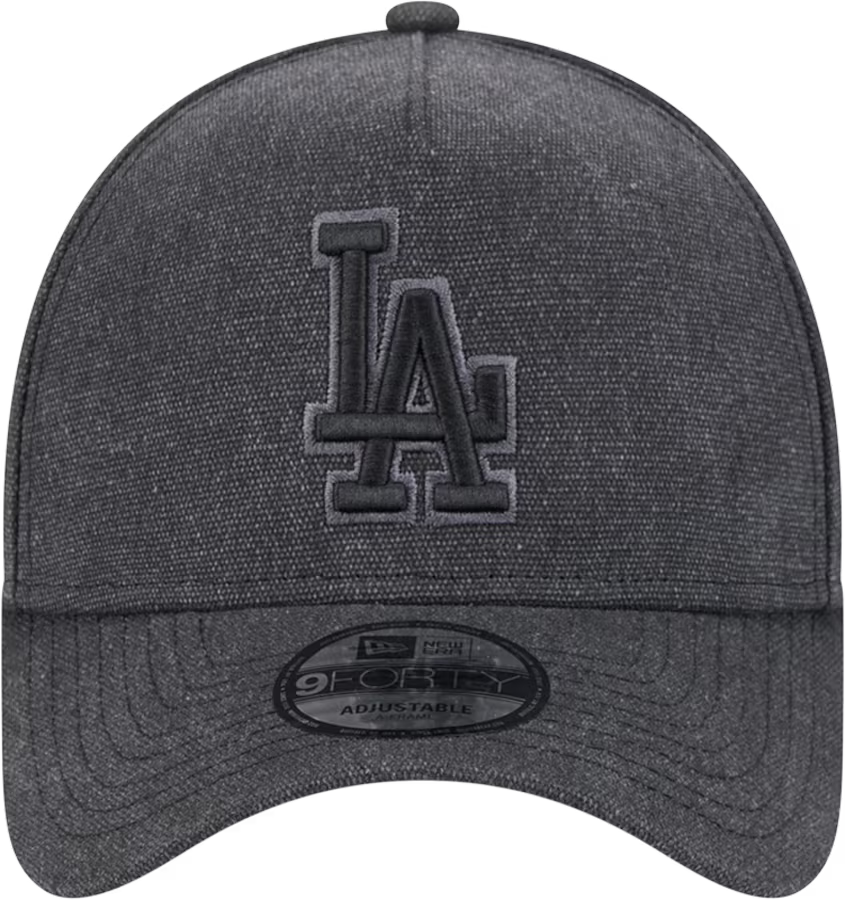 New Era Los Angeles Dodgers Logo Essentials A Frame 9FORTY Adjustable Hat-Charcoal Black