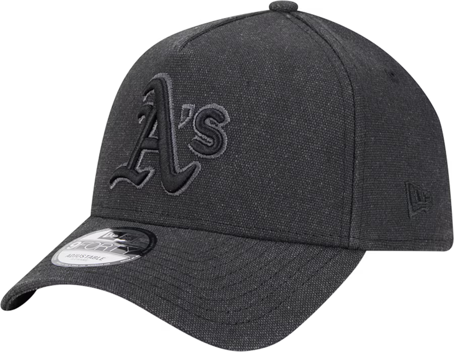 New Era Oakland Athletics Logo Essentials A Frame 9FORTY Adjustable Hat-Charcoal Black