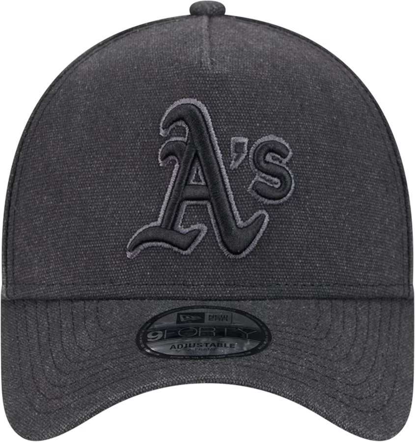 New Era Oakland Athletics Logo Essentials A Frame 9FORTY Adjustable Hat-Charcoal Black