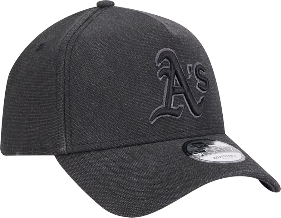 New Era Oakland Athletics Logo Essentials A Frame 9FORTY Adjustable Hat-Charcoal Black