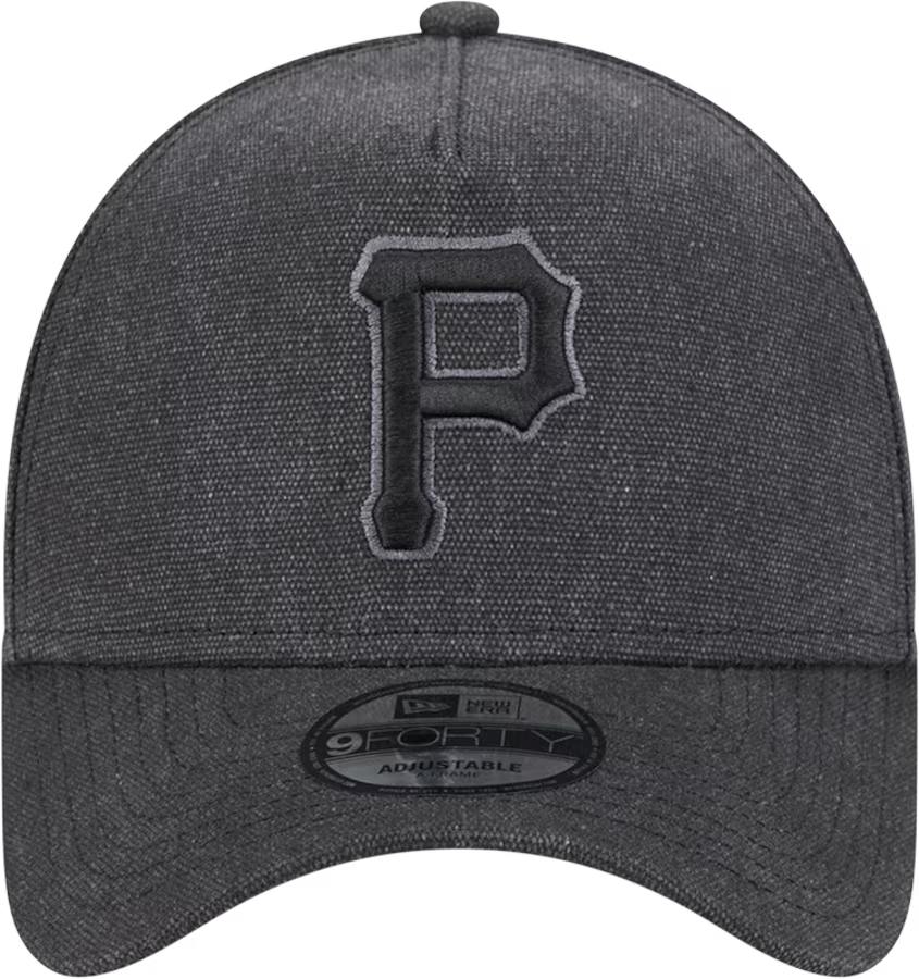 New Era Pittsburgh Pirates Logo Essentials A Frame 9FORTY Adjustable Hat-Charcoal Black