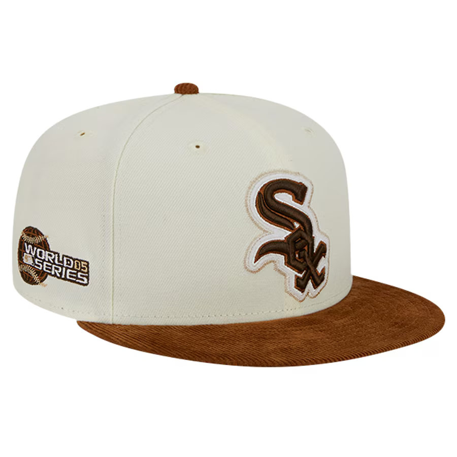 New Era Chicago White Sox 2-Tone Corduroy Visor 59FIFTY Fitted Hat-Cream/Brown