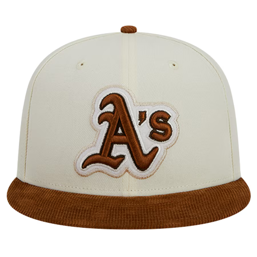 New Era Oakland Athletics 2-Tone Corduroy Visor 59FIFTY Fitted Hat-Cream/Brown
