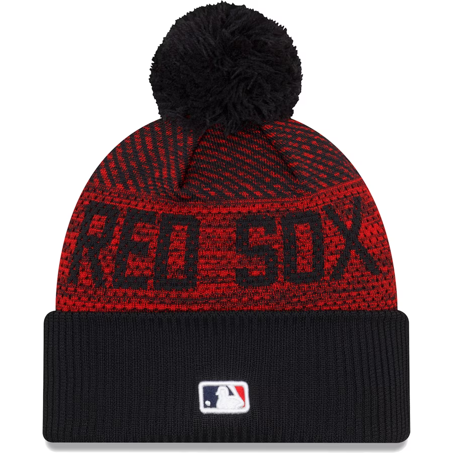 New Era Boston Red Sox Authentic Collection Sport Cuffed Knit Hat with Pom-Navy