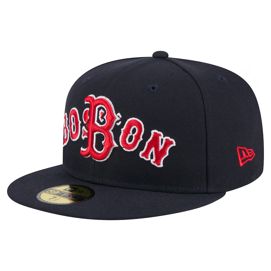 New Era Boston Red Sox Overlap 59FIFTY Fitted Hat-Navy