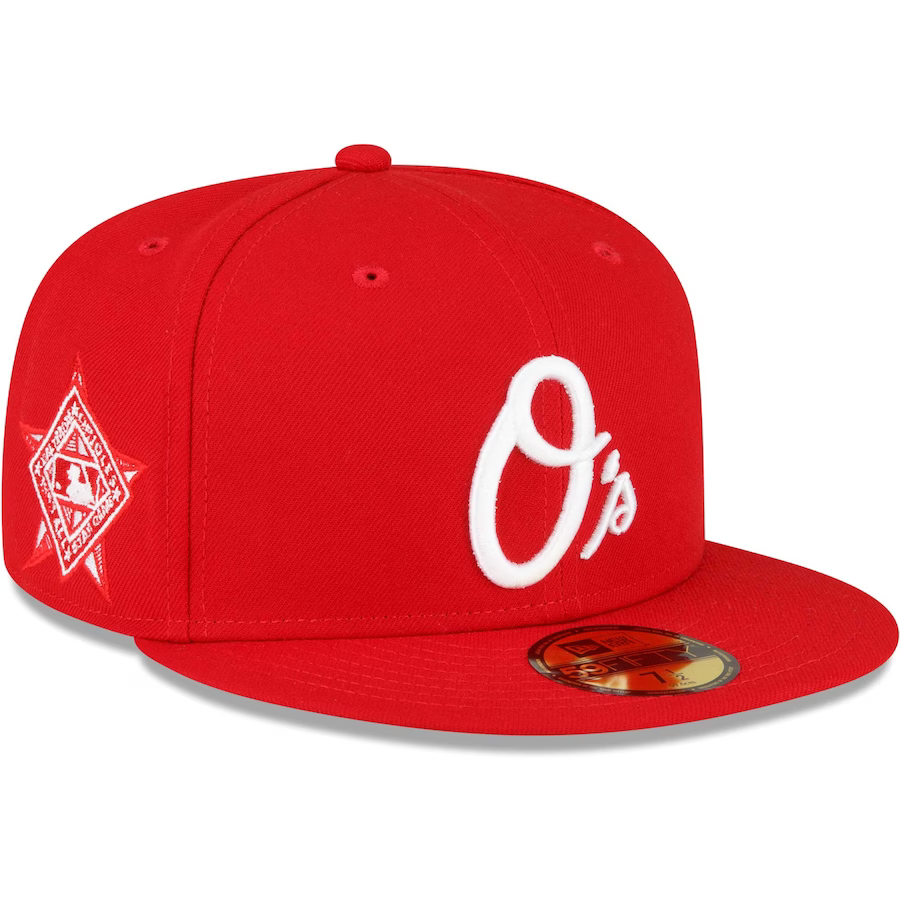 NEW ERA BALTIMORE ORIOLES RED SIDE PATCH 59FIFTY FITTED HAT