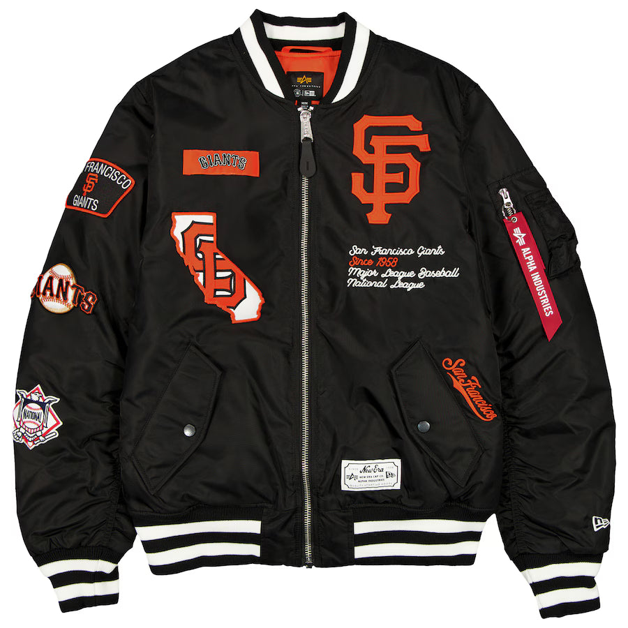 New Era Alpha Industries San Francisco Giants Bomber Jacket - Black