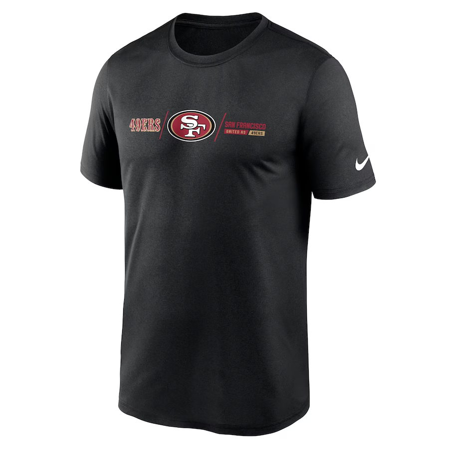 Nike Men's San Francisco 49ers Horizontal Lockup Legend Performance T-Shirt - Black