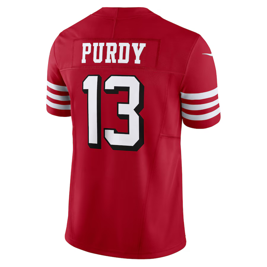 Nike Men's San Francisco 49ers Purdy #13 Limited Jersey–Gym Red