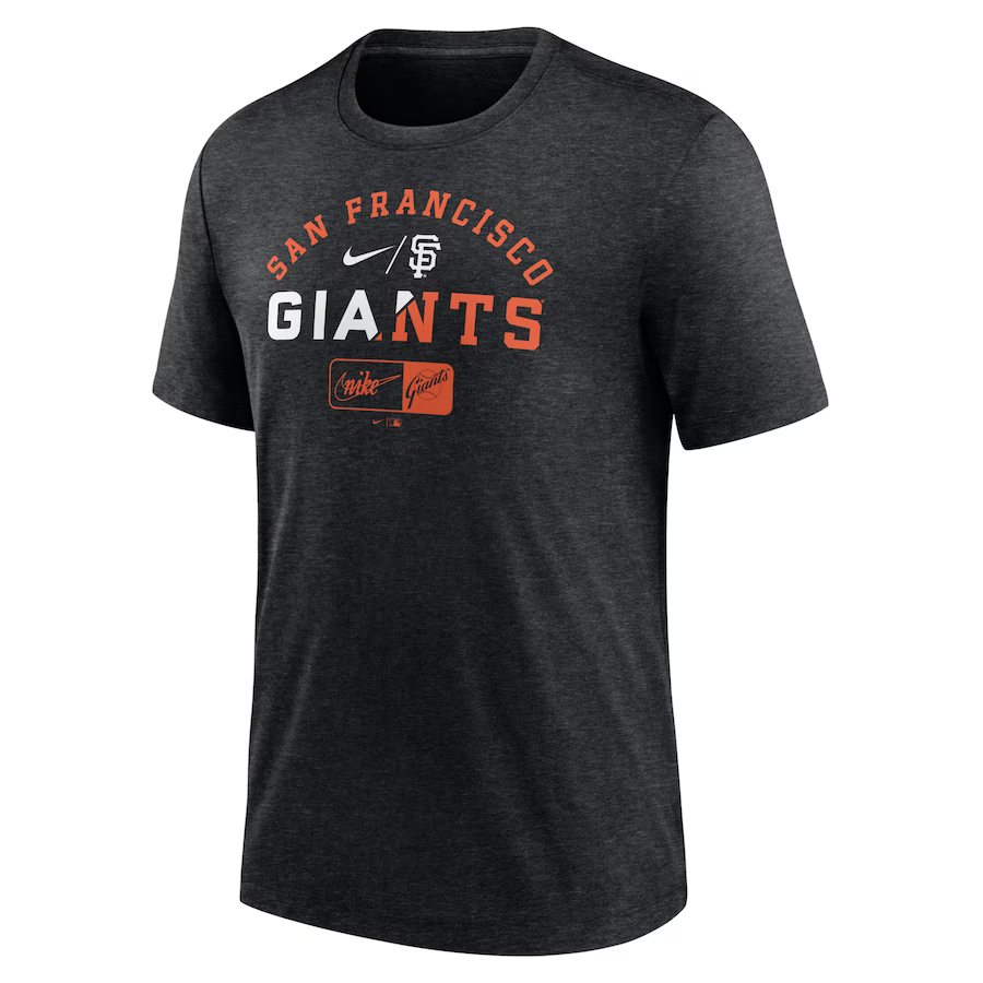 Nike San Francisco Giants Rewind Review Slash Tri-Blend T-Shirt - Heather Black