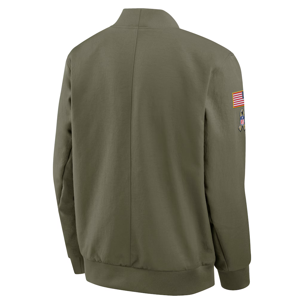 San Francisco 49ers Nike 2025 Salute to Service Sideline Full-Zip Bomber Jacket - Olive