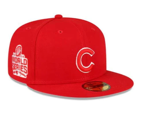 NEW ERA CHICAGO CUBS 2016 WORLD SERIES SIDE PATCH 59FIFTY FITTED HAT-SCARLET
