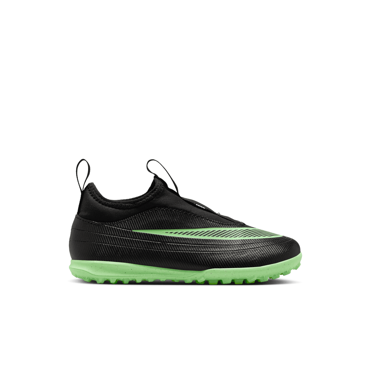 Nike Jr. Mercurial Vapor 17 Club Turf shoes in Black/Illusion Green, right side