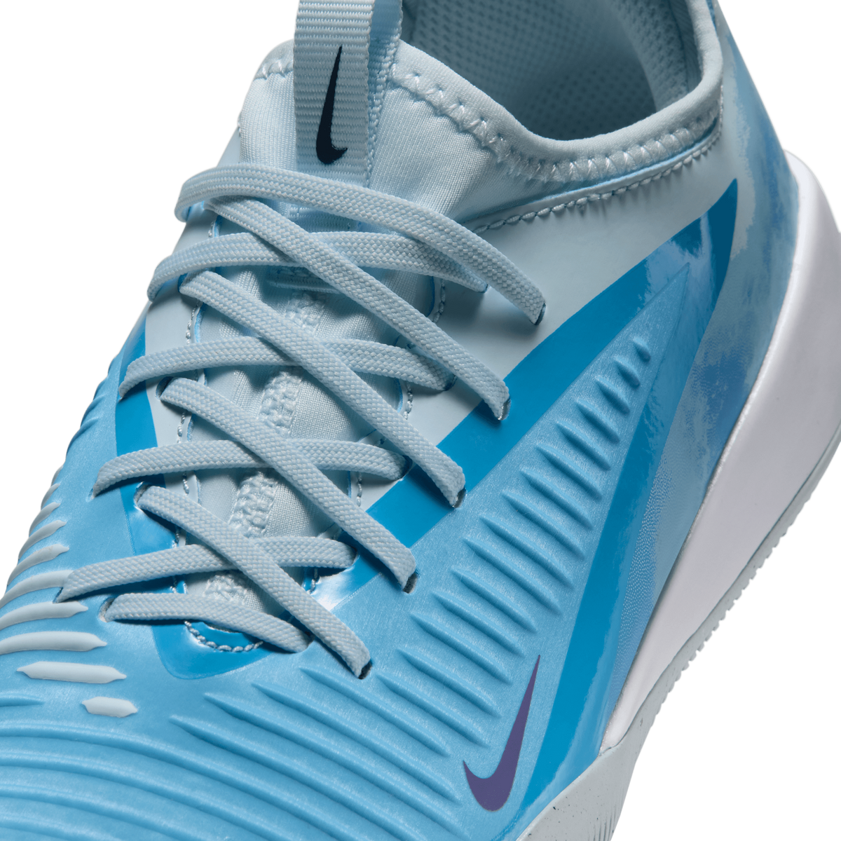 Nike Jr. Phantom 6 Low Academy Erling Haaland IC Baltic Blue upper detail