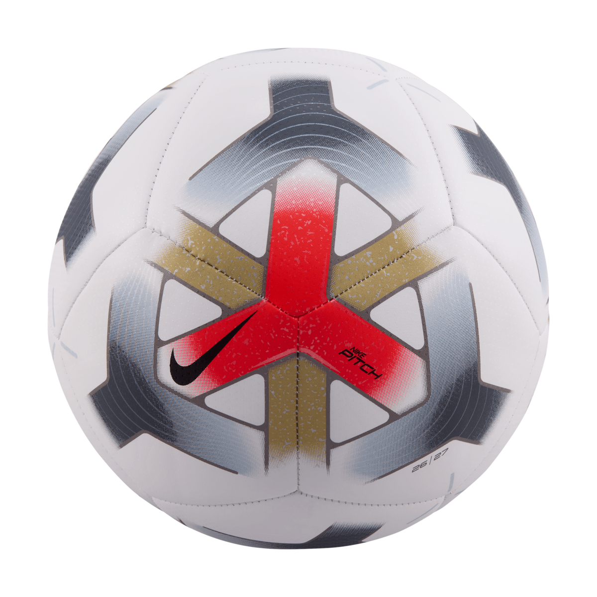 Nike Pitch Soccer Ball IQ0646-100 in White, Bright Crimson, Anthracite and Black