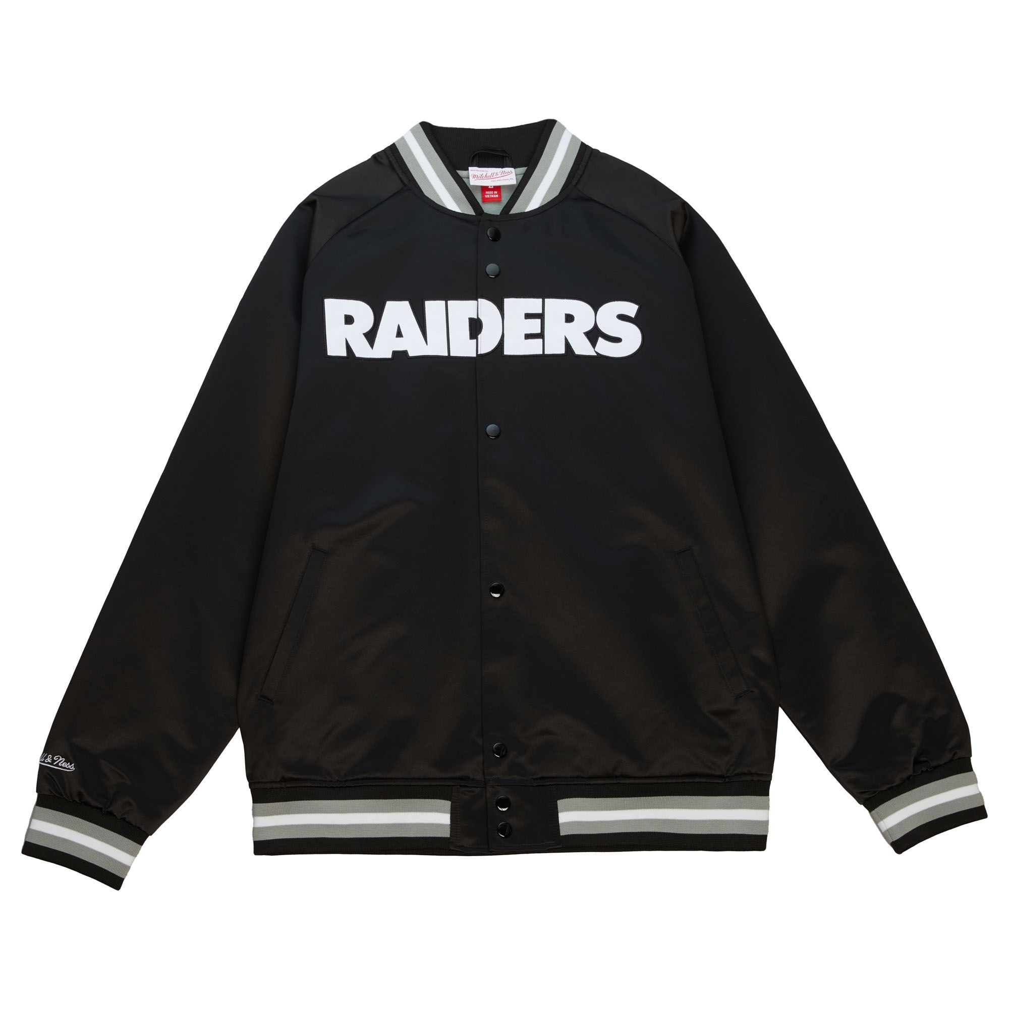 Mitchell and Ness Double Clutch Lightweight Satin Jacket Oakland Raiders