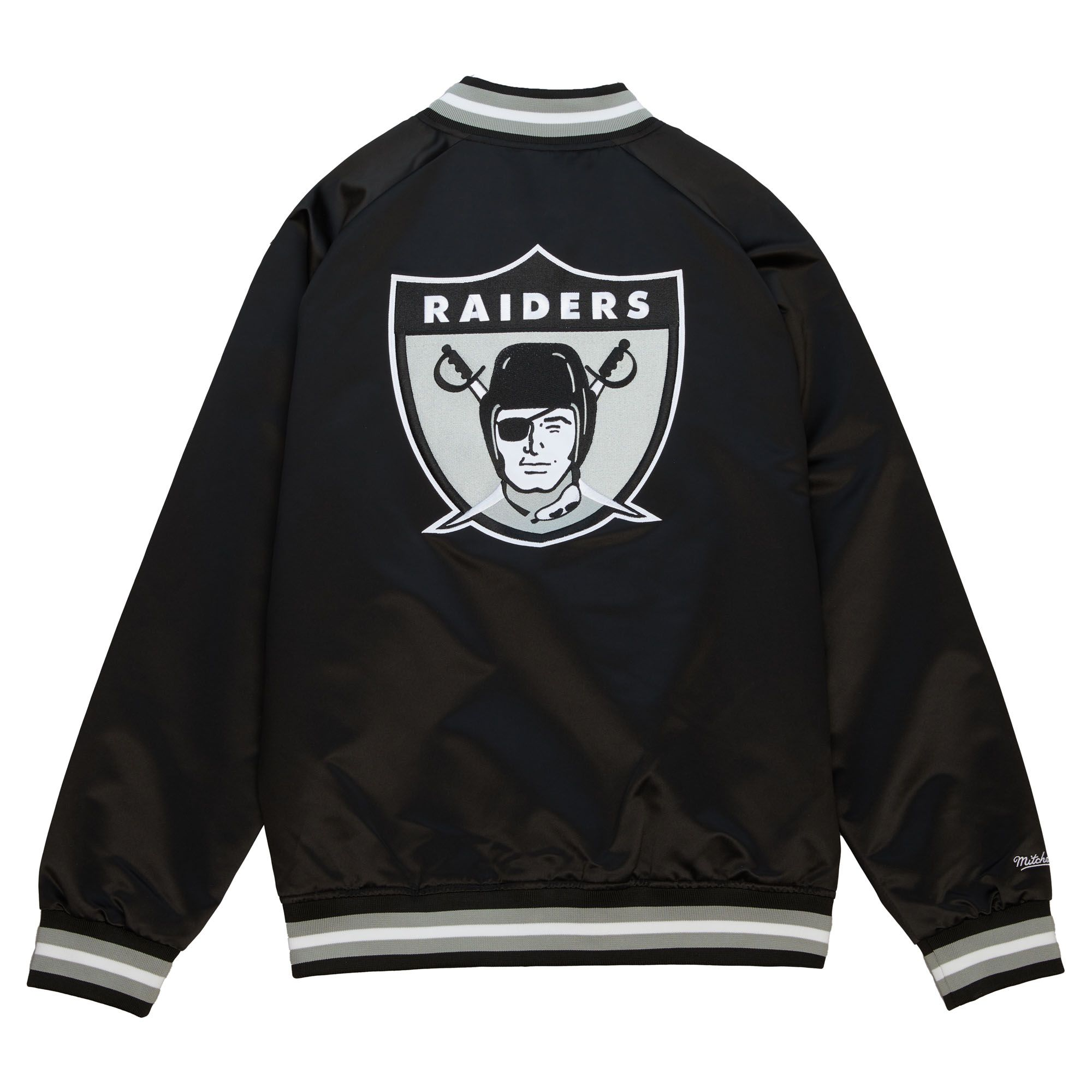 Mitchell and Ness Double Clutch Lightweight Satin Jacket Oakland Raiders