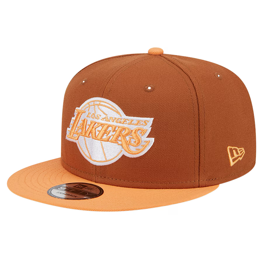 New Era Los Angeles Lakers Color Pack 2-Tone 9FIFTY Snapback Hat-Brown/Orange
