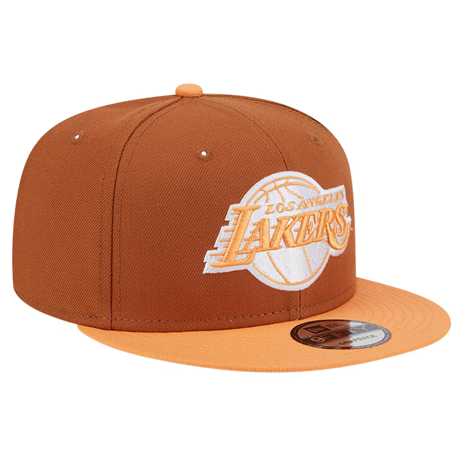 New Era Los Angeles Lakers Color Pack 2-Tone 9FIFTY Snapback Hat-Brown/Orange