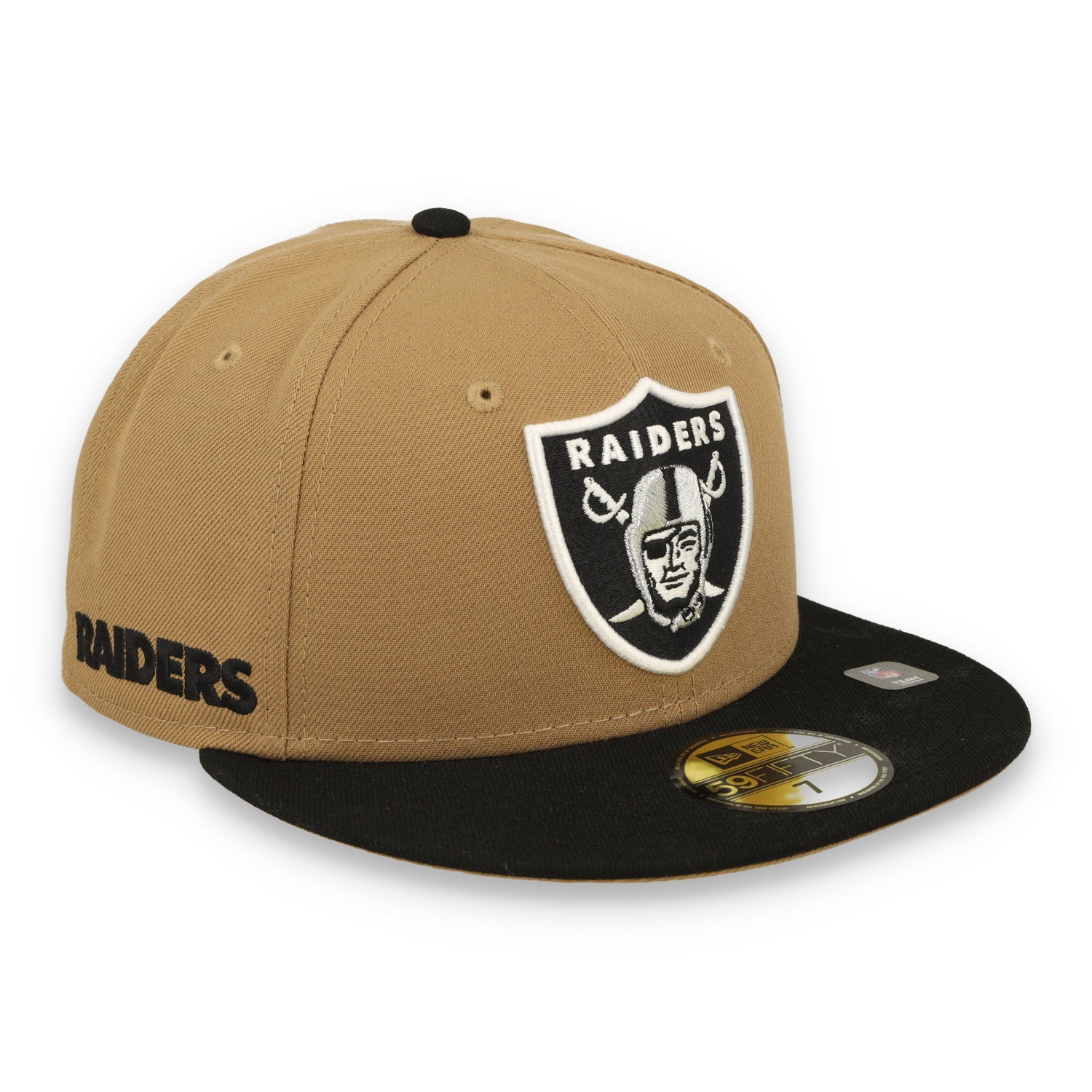 New Era Las Vegas Raiders Wordmark Side Patch 59FIFTY Fitted Hat-Camel