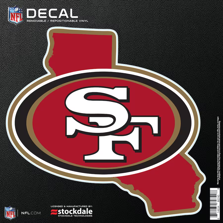 San Francisco 49ers 6" x 6" Repositionable State Shape Decal