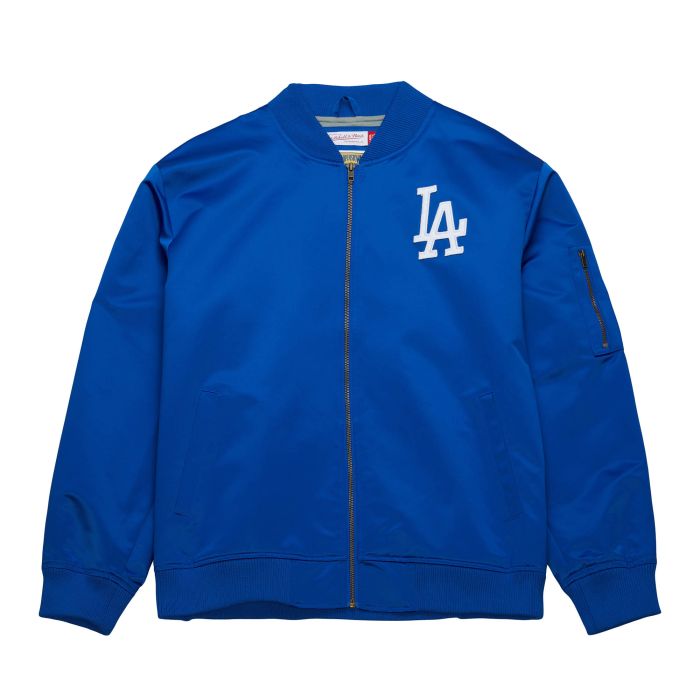 Mitchell & Ness Los Angeles Dodgers Lightweight Satin Bomber Vintage Logo Jacket