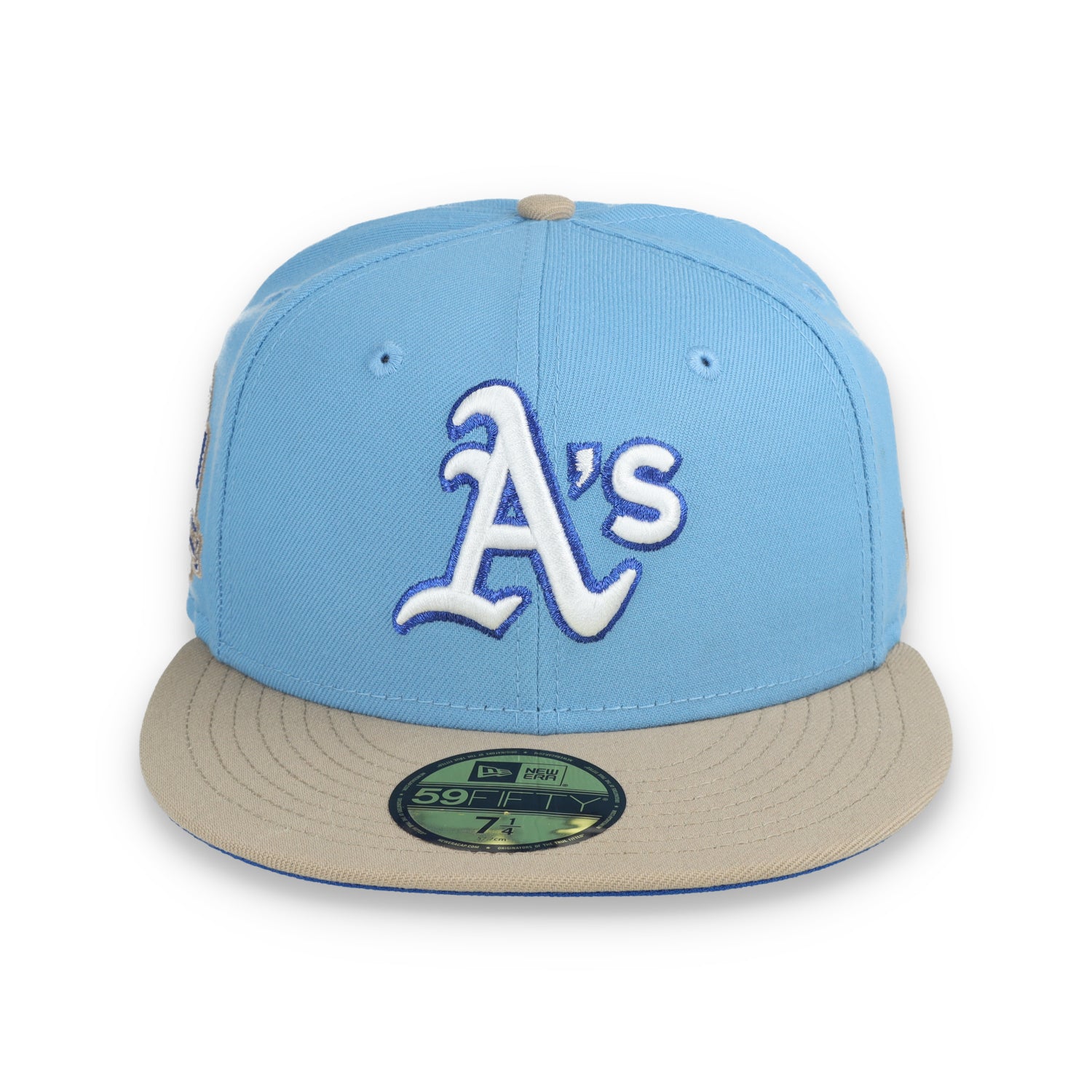 New Era Oakland Athletics 40th Anniversary Side Patch 59FIFTY Fitted Hat-Sky Blue/Camel