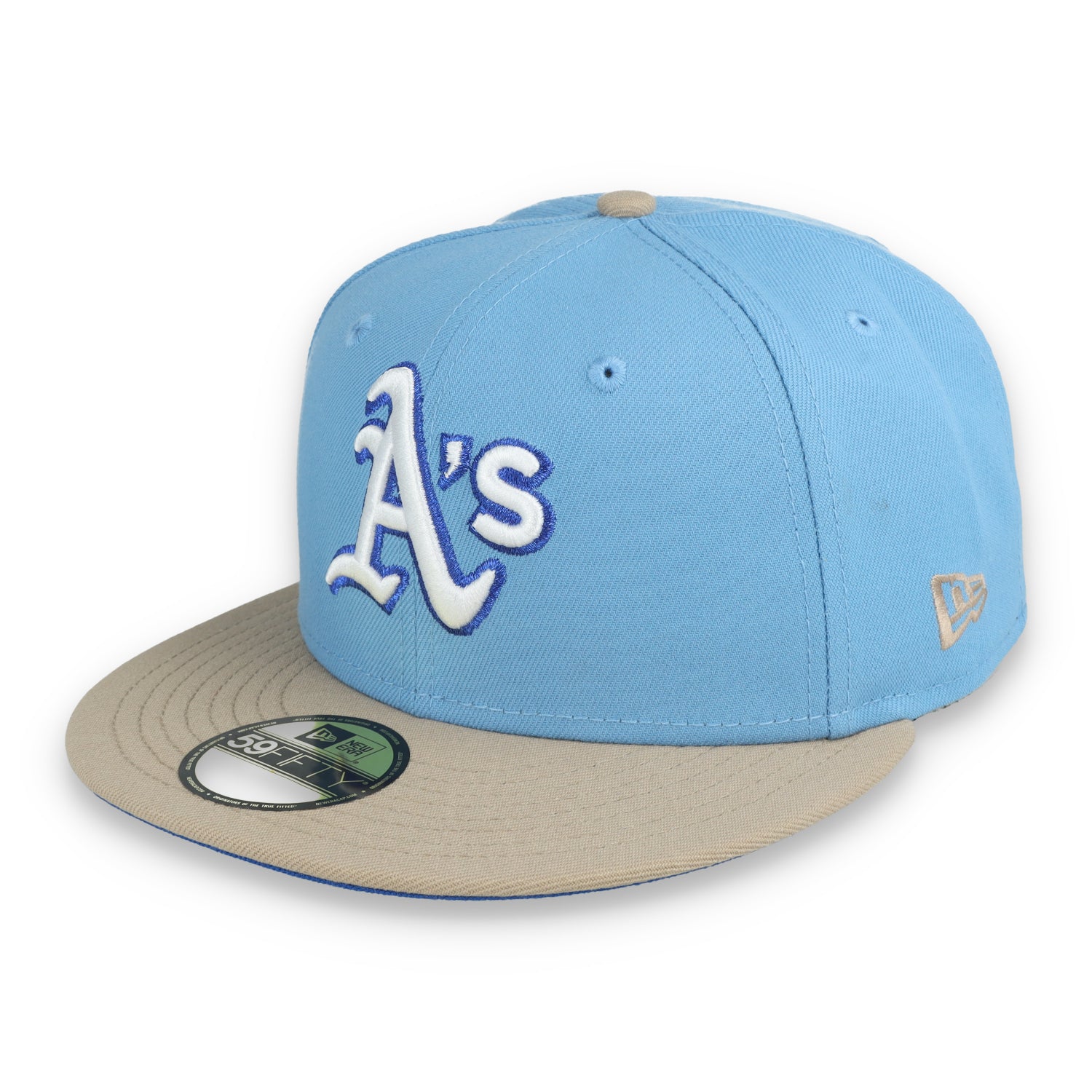 New Era Oakland Athletics 40th Anniversary Side Patch 59FIFTY Fitted Hat-Sky Blue/Camel