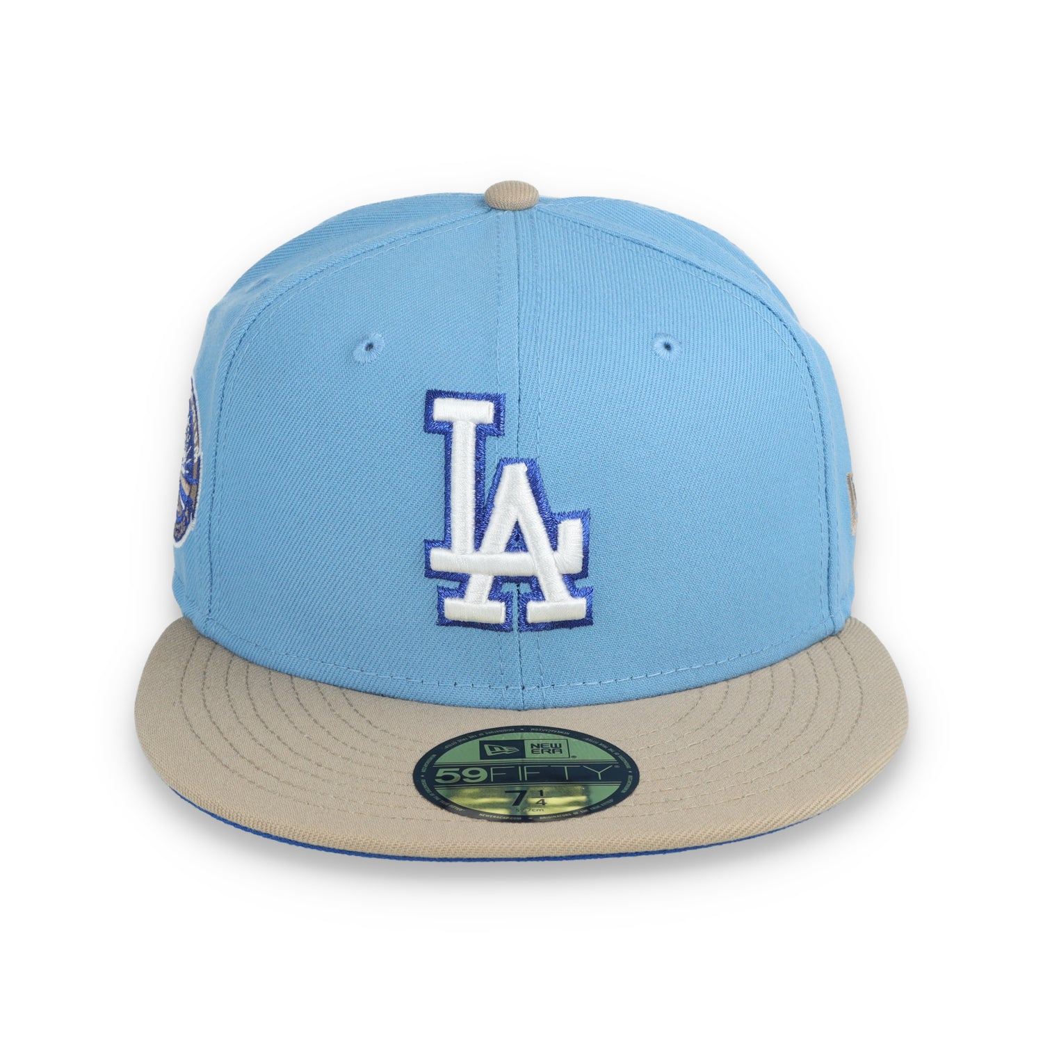 New Era Los Angeles Dodgers 50th Anniversary Side Patch 59FIFTY Fitted Hat-Sky Blue/Camel