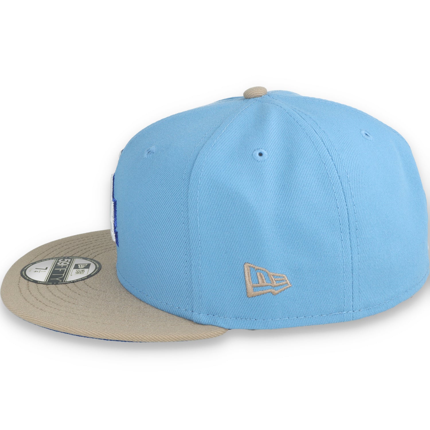 New Era Los Angeles Dodgers 50th Anniversary Side Patch 59FIFTY Fitted Hat-Sky Blue/Camel