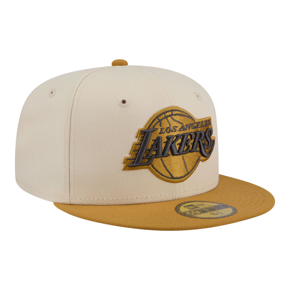 New Era Los Angeles Lakers 2-Tone Color Pack 59FIFTY Fitted Hat-Cream/Tan