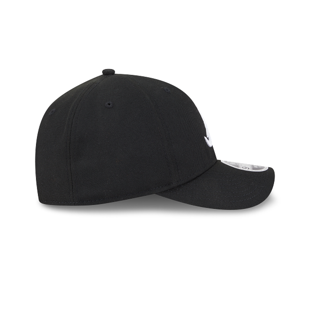 New Era Atlanta Braves Logo Essentials A Frame 9FORTY Adjustable Hat-BLACK/WHITE