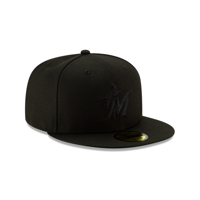 MIAMI MARLINS NEW ERA 59FIFTY FITTED-BLACK ON BLACK