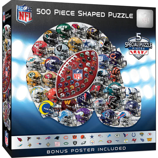 NFL Helmet Drip Art 500 Piece Shaped Jigsaw Puzzle