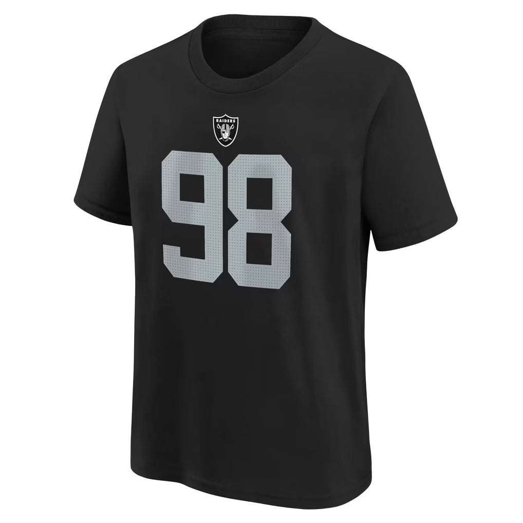 Nike Youth Las Vegas Raiders Logo Maxx Crosby Player Name & Number T-Shirt